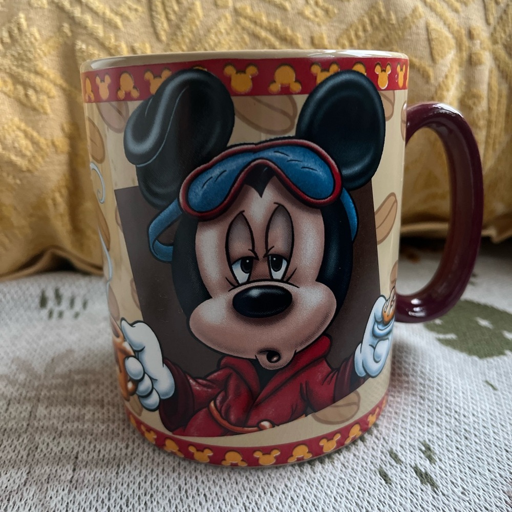 DISNEY Ceramic Mickey Mouse Large Mug Morning's Aren't Pretty 5" tall